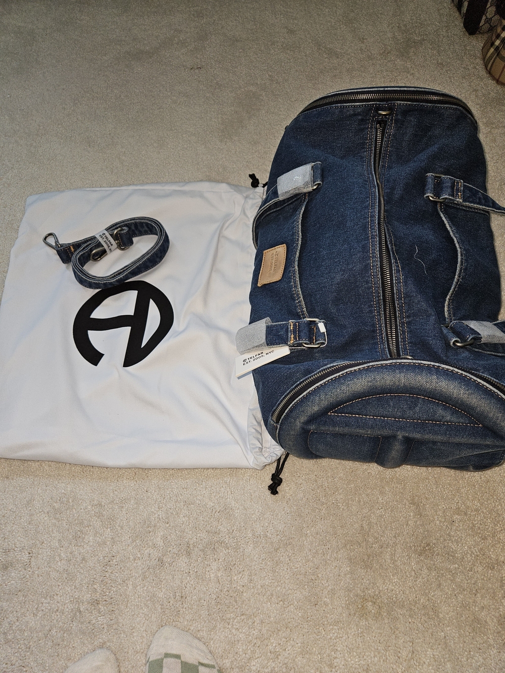 Telfar Denim Duffel Bag - Navy Blue Dem. Are In The Pictures